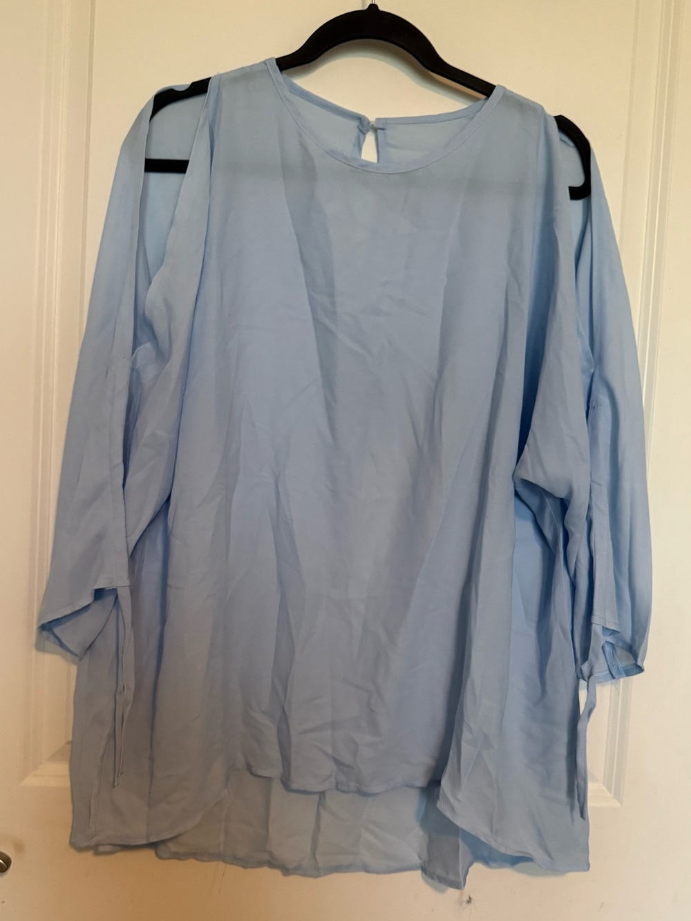Light Blue Cold-Shoulder Blouse